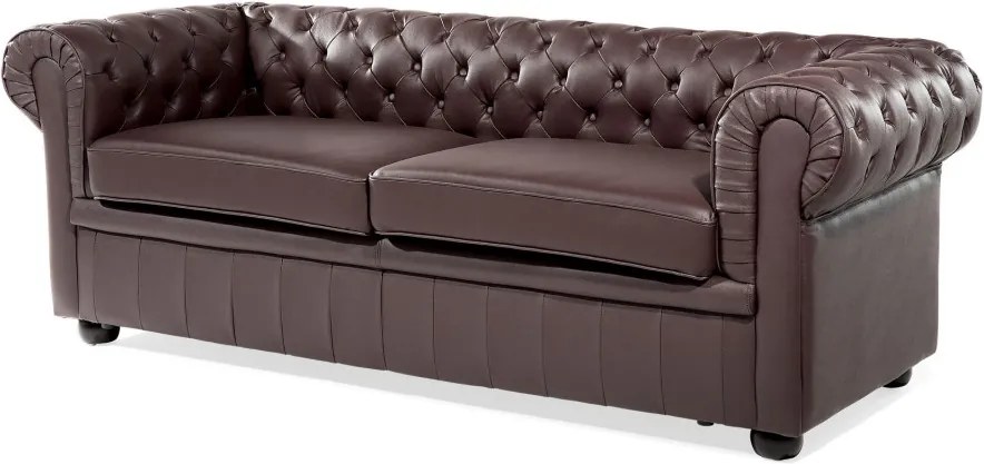 Canapea CHESTERFIELD cu 3 locuri, piele naturala maro