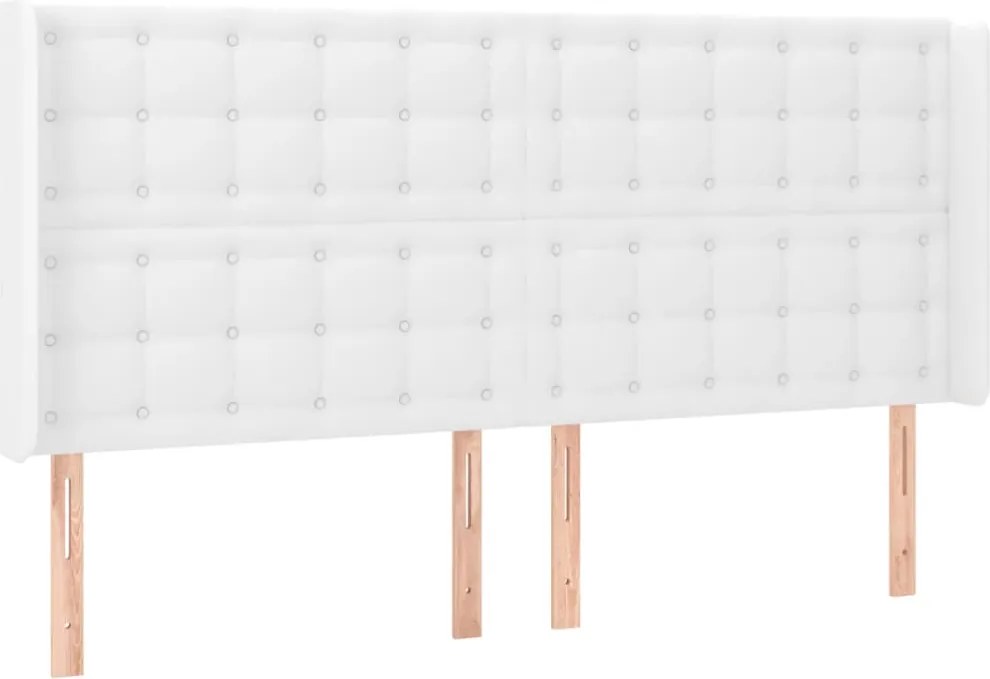 vidaXL Tăblie de pat cu aripioare, alb, 163x16x118/128 cm, piele eco