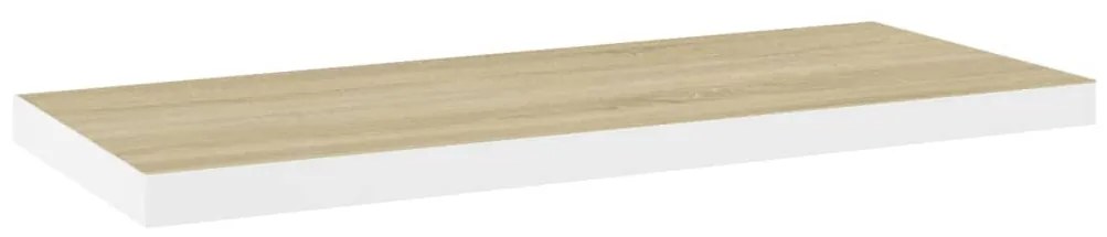 326579 vidaXL Raft de perete suspendat, alb și stejar, 80x23,5x3,8 cm, MDF