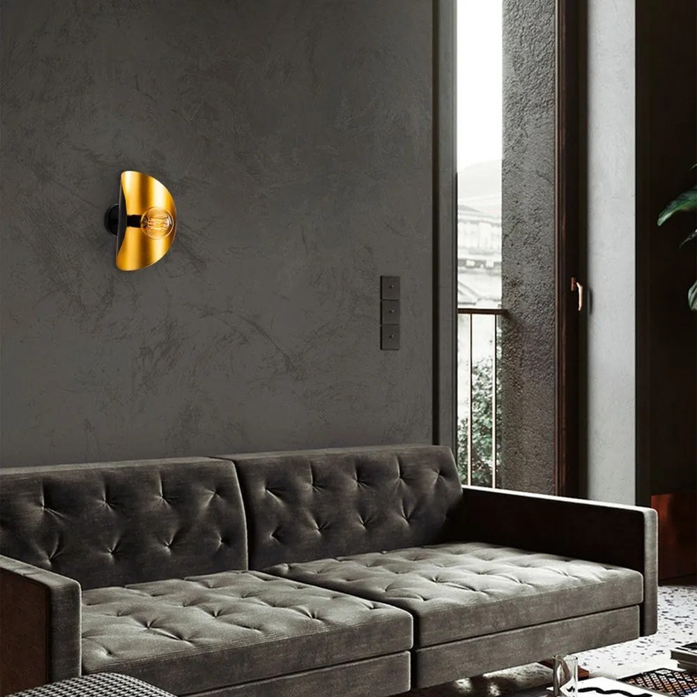 Aplică de perete neagră/aurie Sivani – Opviq lights