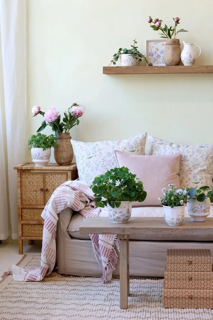 Tavă din ceramică crem cu model floral „Papillon”