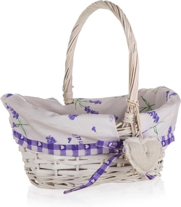 Coș împletit Home Decor Lavender, cu mâner, 26 x 17 x 12 cm