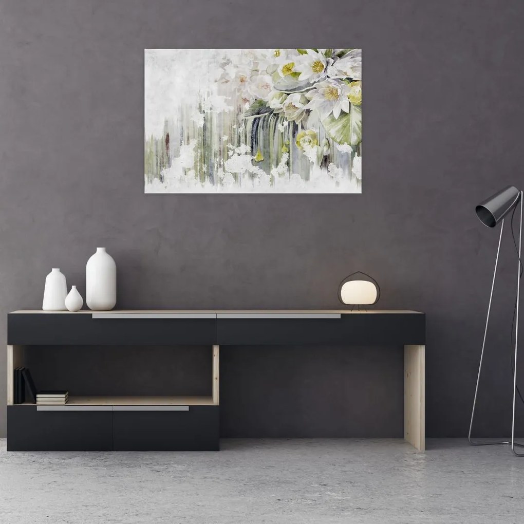 Tablou - Flori albe, vintage (90x60 cm)