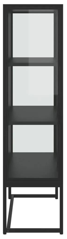 Dulap inalt, negru, 80x35x135 cm, otel si sticla securizata Negru, 1, Negru