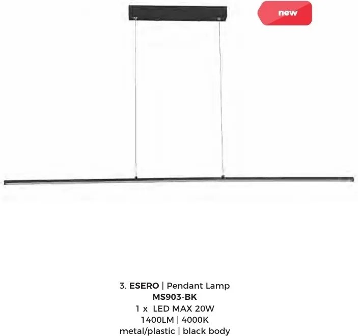 Lustra liniara suspendata LED ESERO negru