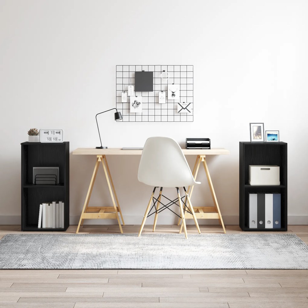 vidaXL Set comodă TV 2 pcs Stejar Negru 37 x 35 x 107 cm Lemn compozit