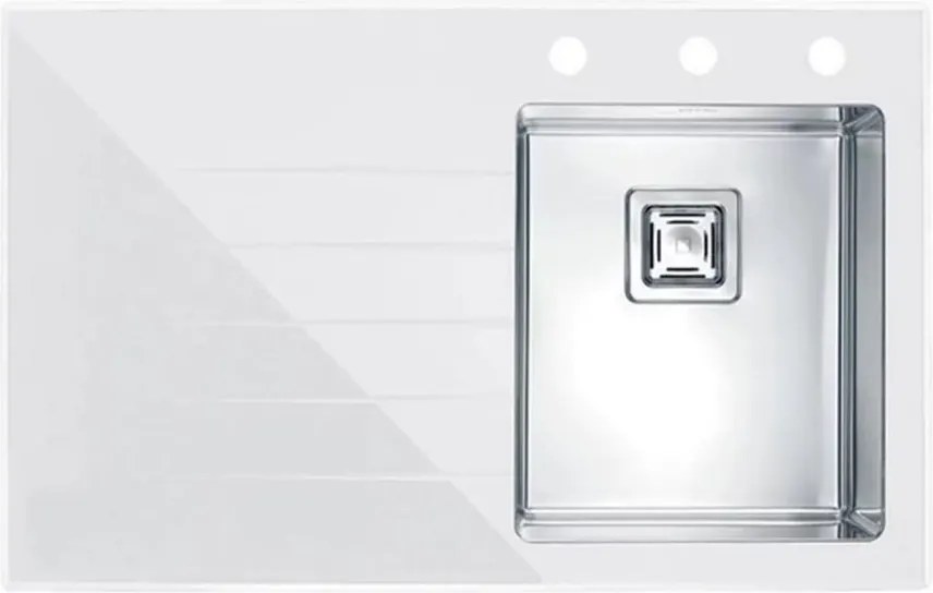 Chiuveta inox Alveus Crystalix 10 inox - alb 86x54 cm dreapta