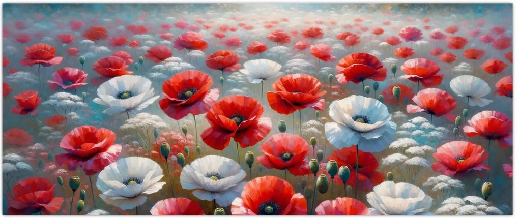 Tablou - Câmp de maci (120x50 cm)