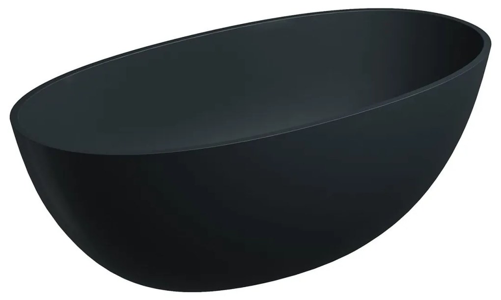 Omnires Shell M+ cada freestanding 148x75 cm ovala negru SHELL148WWBLV