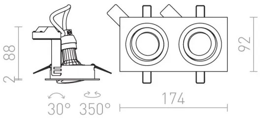 Spot încastrat PASADENA 2xGU10/50W/230V RED-Design Rendl-R12713