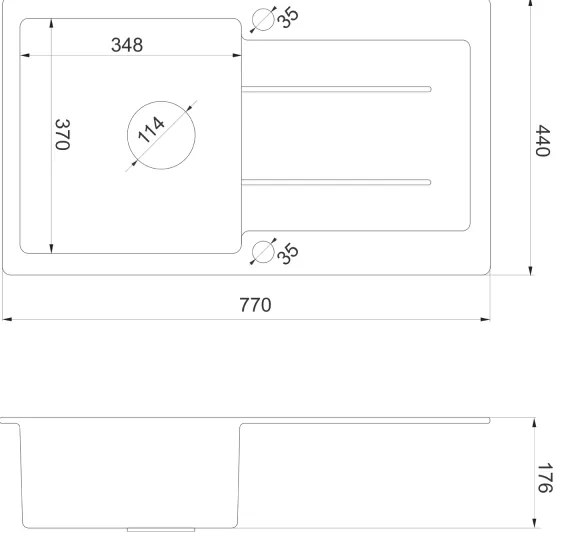 Sapho - Chiuvetă de bucătărie 77x44 cm granit/bej