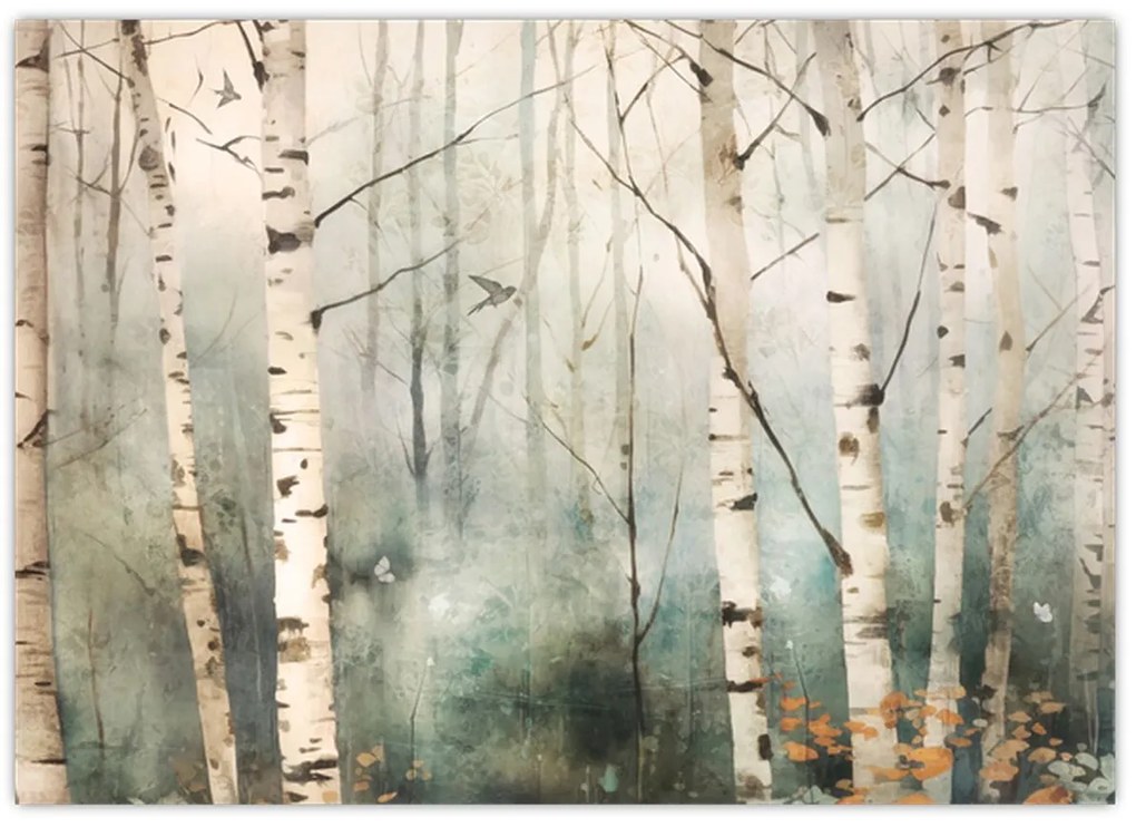 Tablou pe sticlă - Desenarea unui model de pădure (70x50 cm)
