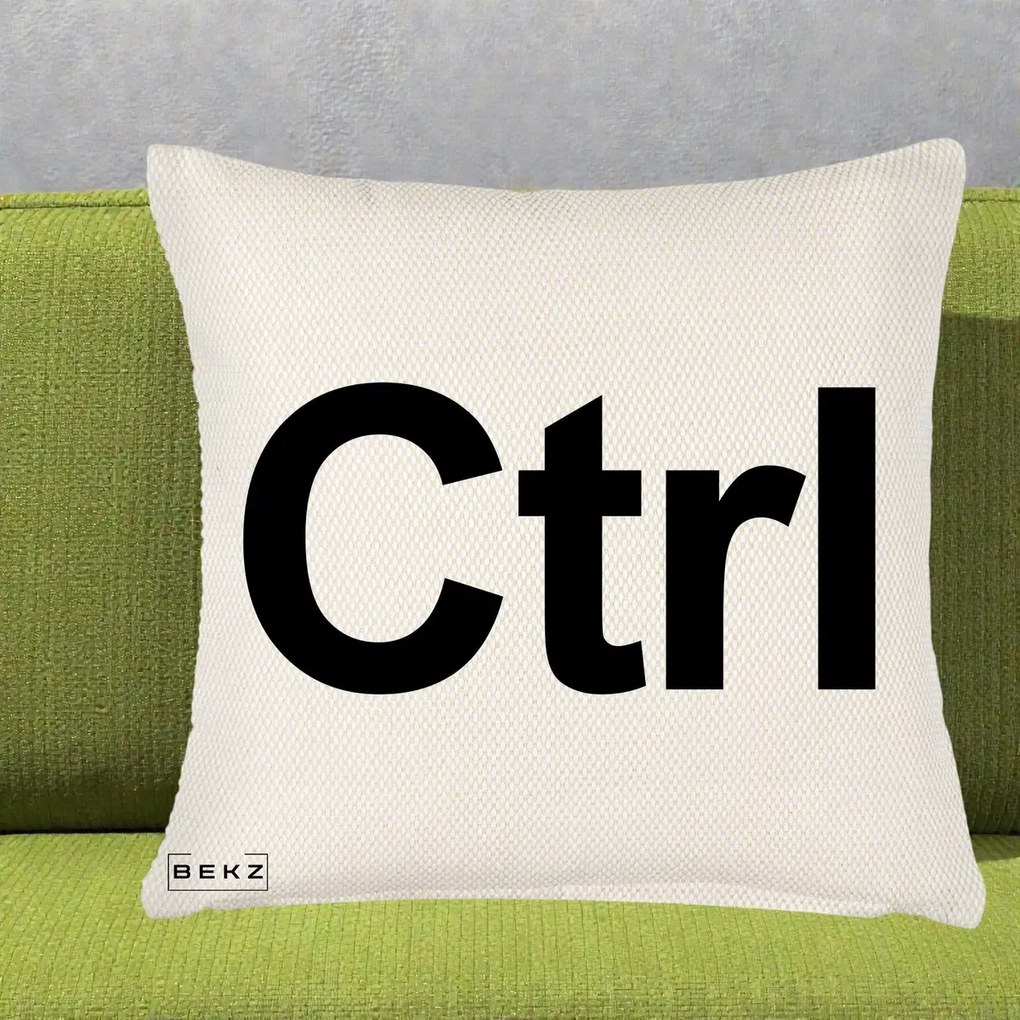 Perna Personalizata Tasta Ctrl Tipografie Bold, 40x40 cm, Crem Reliefat, Husa Detasabila, Perna Inclusa, BEKZ®