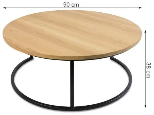 SET 2x măsuță de cafea OAKLOFT 38x90 cm negru/stejar