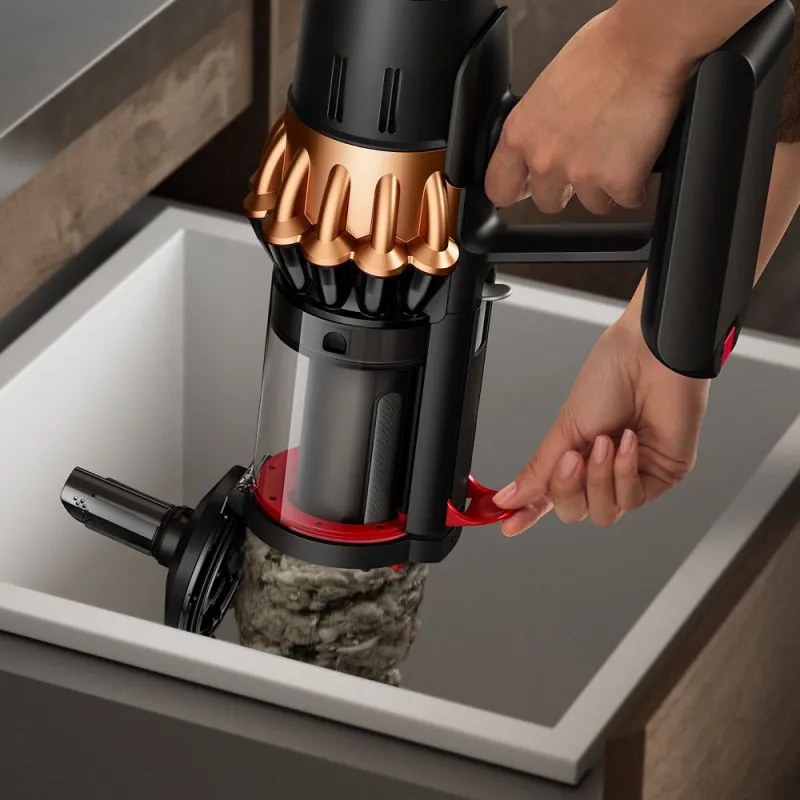 Aspirator vertical Dyson V16 Piston Submarine 492969-01, 315AW, 900W, 1.3L, 70 min, CleanCompaktor™, Hyperdymium™, Umed/uscat, HEPA, LCD, Negru/Cupru