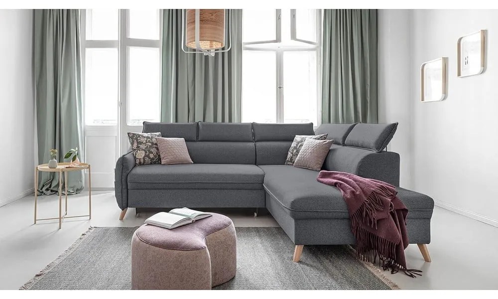 Colțar gri închis extensibil (cu colț pe partea dreaptă) Sweet Harmony – Miuform