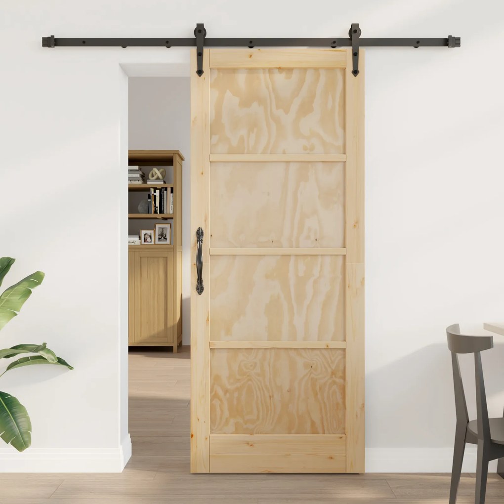 Ușa glisantă vidaXL cu set de hardware 83x202 cm din lemn de pin solid