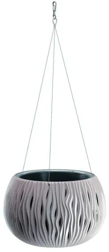 Ghiveci decorativ cu lant, rotund, gri, 23.8x16.1, Sandy Bowl WS