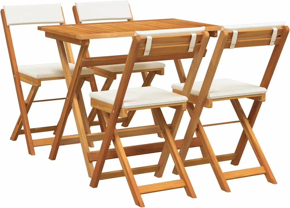 vidaXL Set bistro cu pernă 5 pcs Ulei Natural Lemn Solid de Acacia