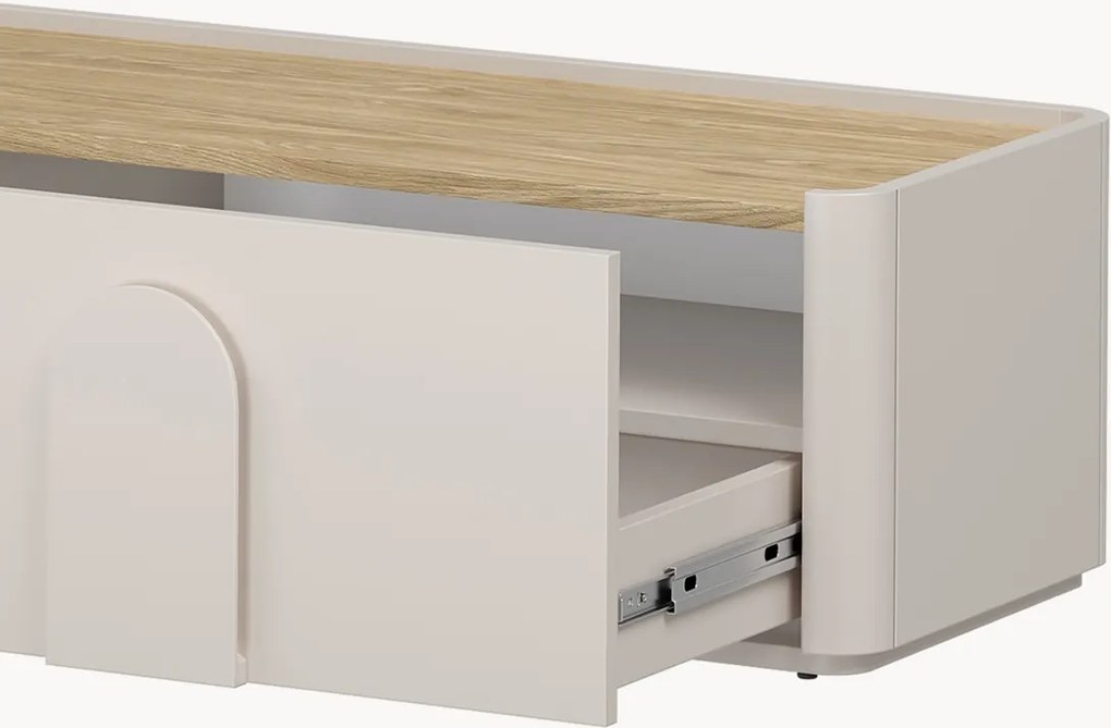Comodă TV Amilio 170 cm cu sertar - cashmir / stejar uleiat / mânere cashmir
