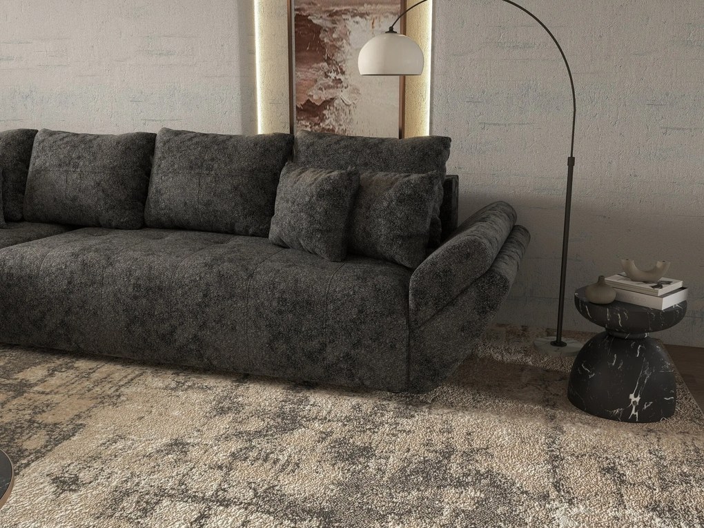 Colțar extensibil dumonde cu ladă de depozitare si sezut confortabil din spuma high-density, Berlin XL Euphoria Negru 350x185 cm