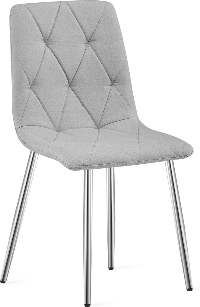 Scaun Bucatarie/Dining Fido ,Picioare Cromate, Textil Gri Deschis