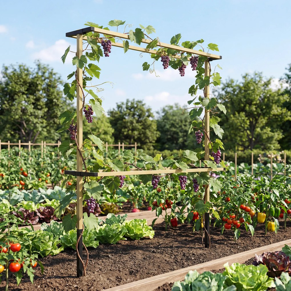 Outsunny Spalier metalic flexibil pentru fructe de pădure: zmeură, mure &amp; afine – spalier extensibil | Aosom Romania