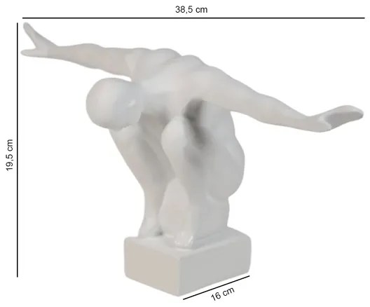 Decorațiune pentru masă din rășină, albă, 19,5x16x38,5 cm