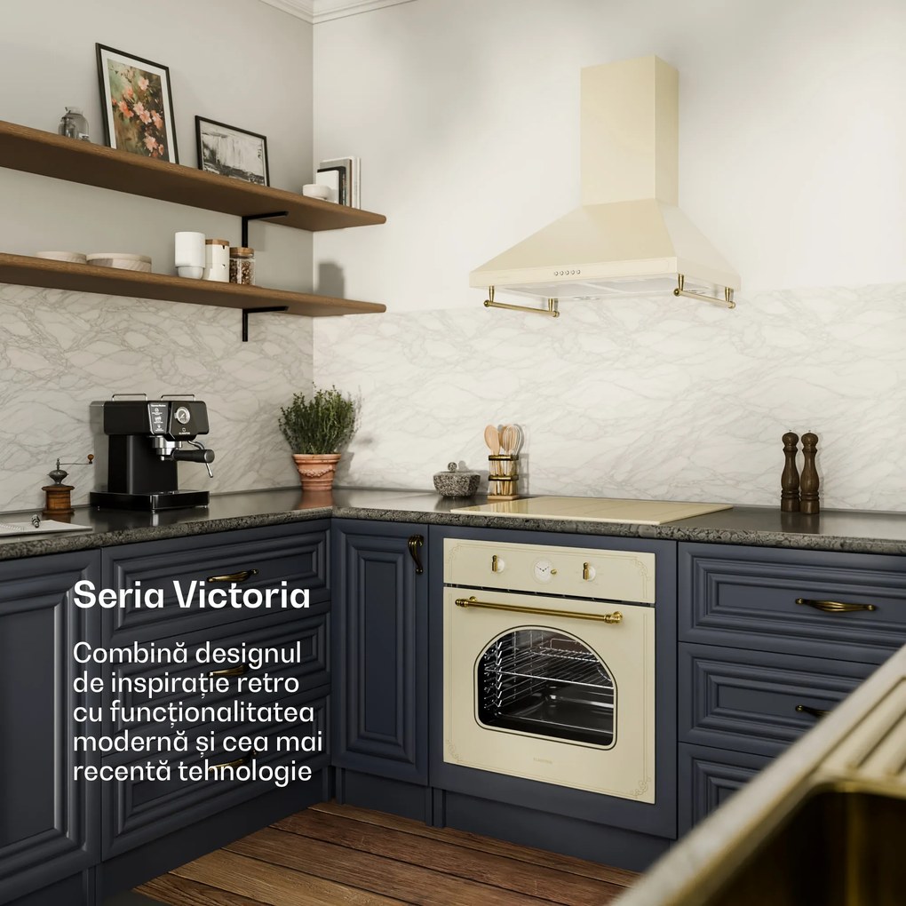 Klarstein Victoria, hotă extractoare, 60 cm, design retro, 630 m³ / h, 2 lumini LED