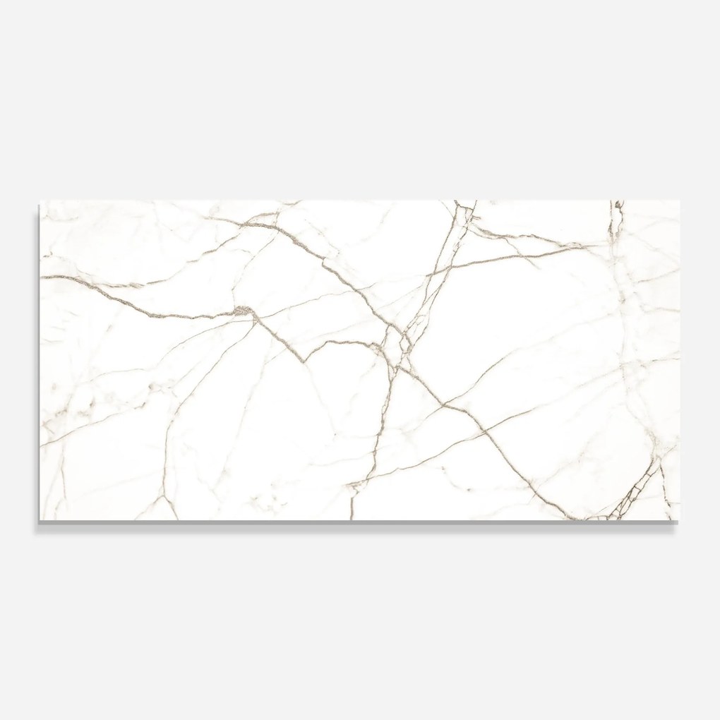Panou Sticla Bucatarie, 60x150cm, Protectie aragaz, Antistropi, Termorezistent, Abstracte, Marble, White Brown Lines Marble