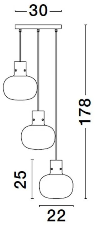 Lustra cu 3 pendule design modern CINZIA fumuriu