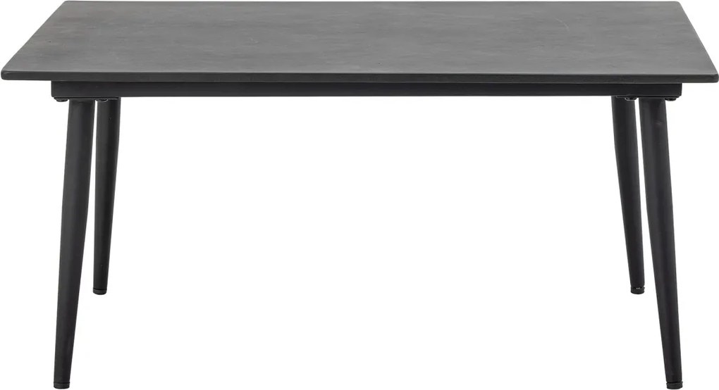 Măsuță de cafea dreptunghiulară din fibrociment și metal, negru, de exterior, cu picioare conice, 44 x 90 x 60 cm, „Pavone”