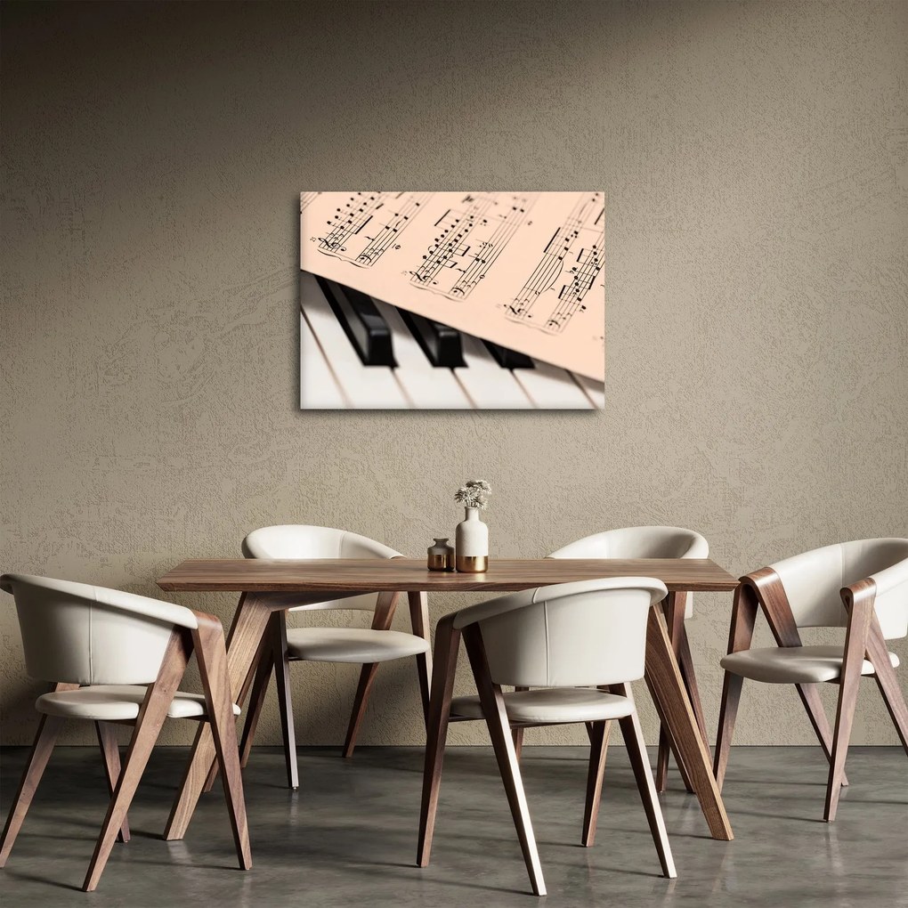 Tablou cu pian și notele muzicale (70x50 cm)