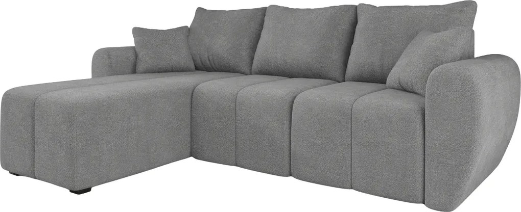 Coltar extensibil de colt SEVIO, gri, reversibil, 246x145 cm + 2 perne GRATUIT