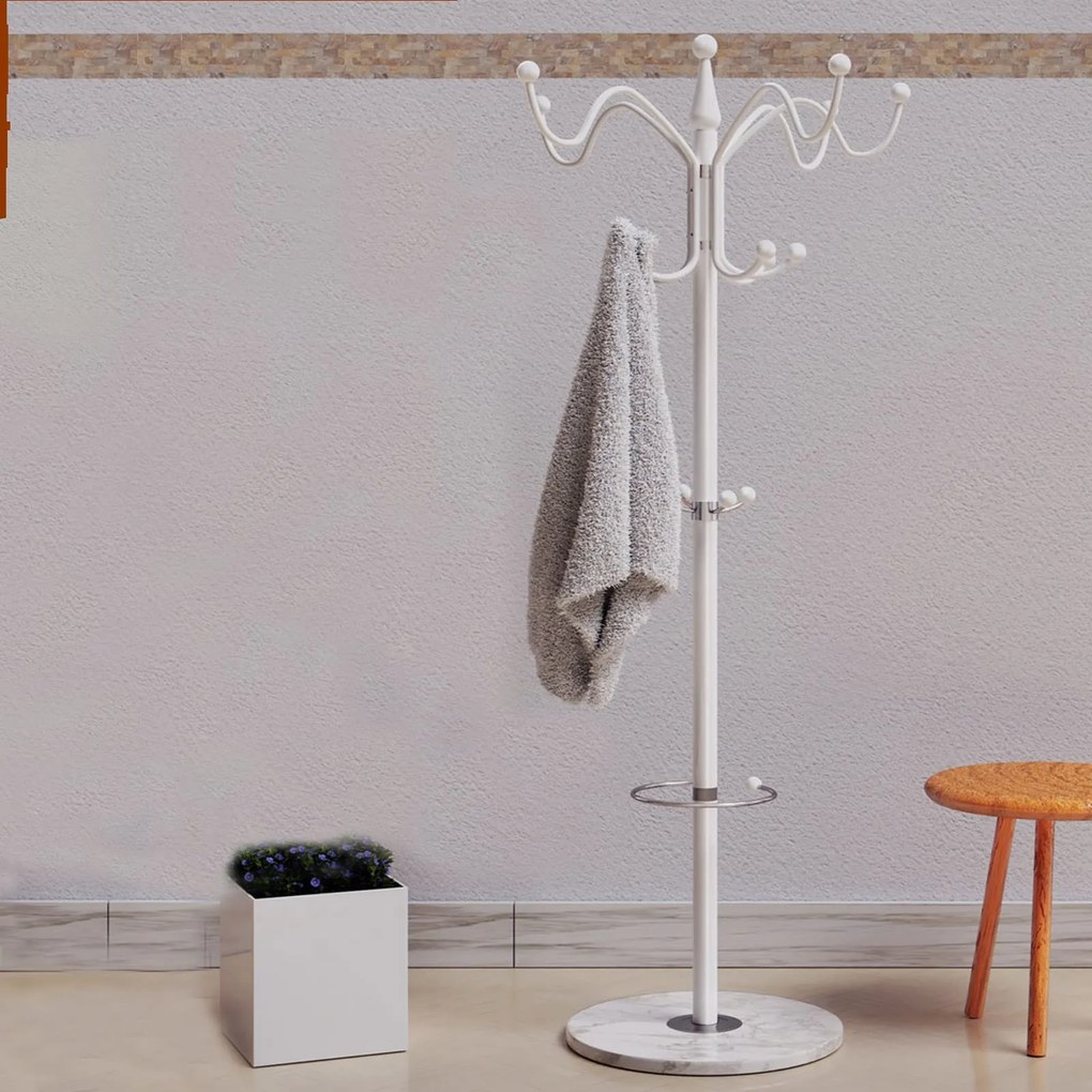 Cuier de podea TENZY cu bază din marmură, 37x173cm, alb Casaria