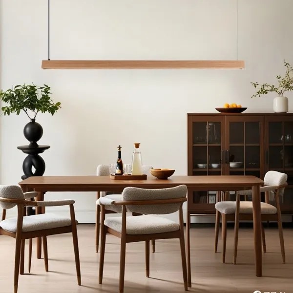 Immax NEO 07303L - Lustră LED dimmabilă pe cablu MADEIRA 26W/230V Wi-Fi Tuya, 122 cm, stejar