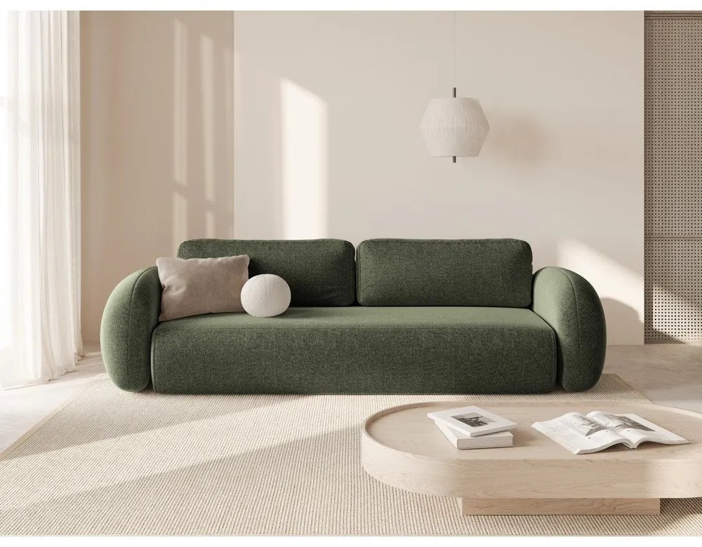 Canapea verde extensibilă/cu spațiu de depozitare cu tapițerie din chenille 262 cm Tonale – Cosmopolitan Design