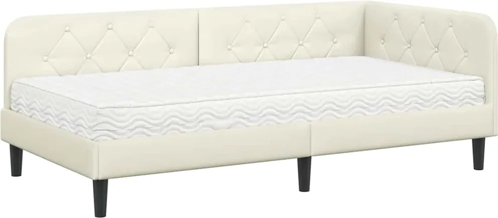 vidaXL Cadru de pat colțar Crem 90 x 190 cm Catifea