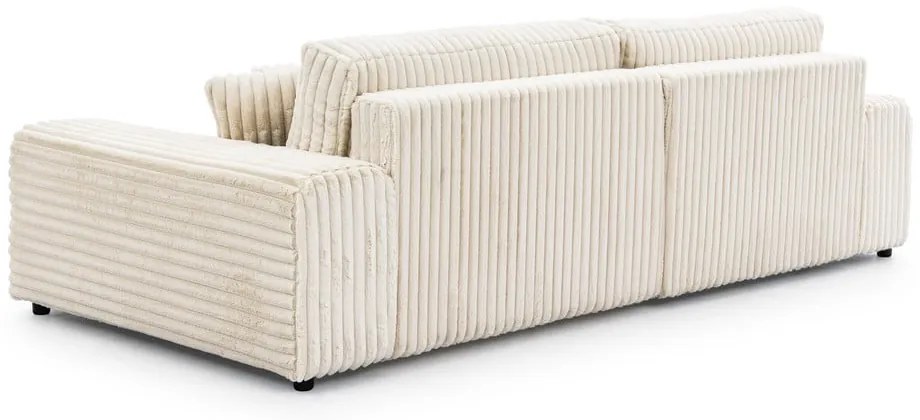 Colțar crem extensibil, cu spațiu de depozitare, cu tapițerie din catifea reiată (cu colț pe partea stângă) Sarina – Ropez