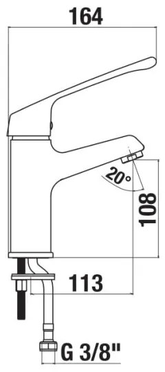 Baterie de lavoar cu manetă sanitară JIKA H3111W10045101 CUBE 16,4 cm crom