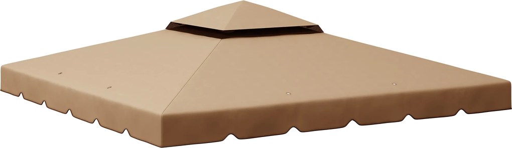 Outsunny Acoperiș de Schimb pentru Pavilion 3x3 m cu 2 Niveluri, Copertină Rezistentă la Apă din Poliester 170g/㎡ cu 8 Orificii de Drenaj, Bej | Aosom Romania