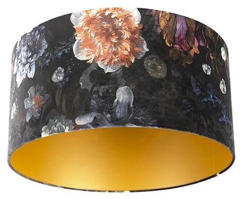 Abajur din catifea cu design floral 50/50/25 interior auriu