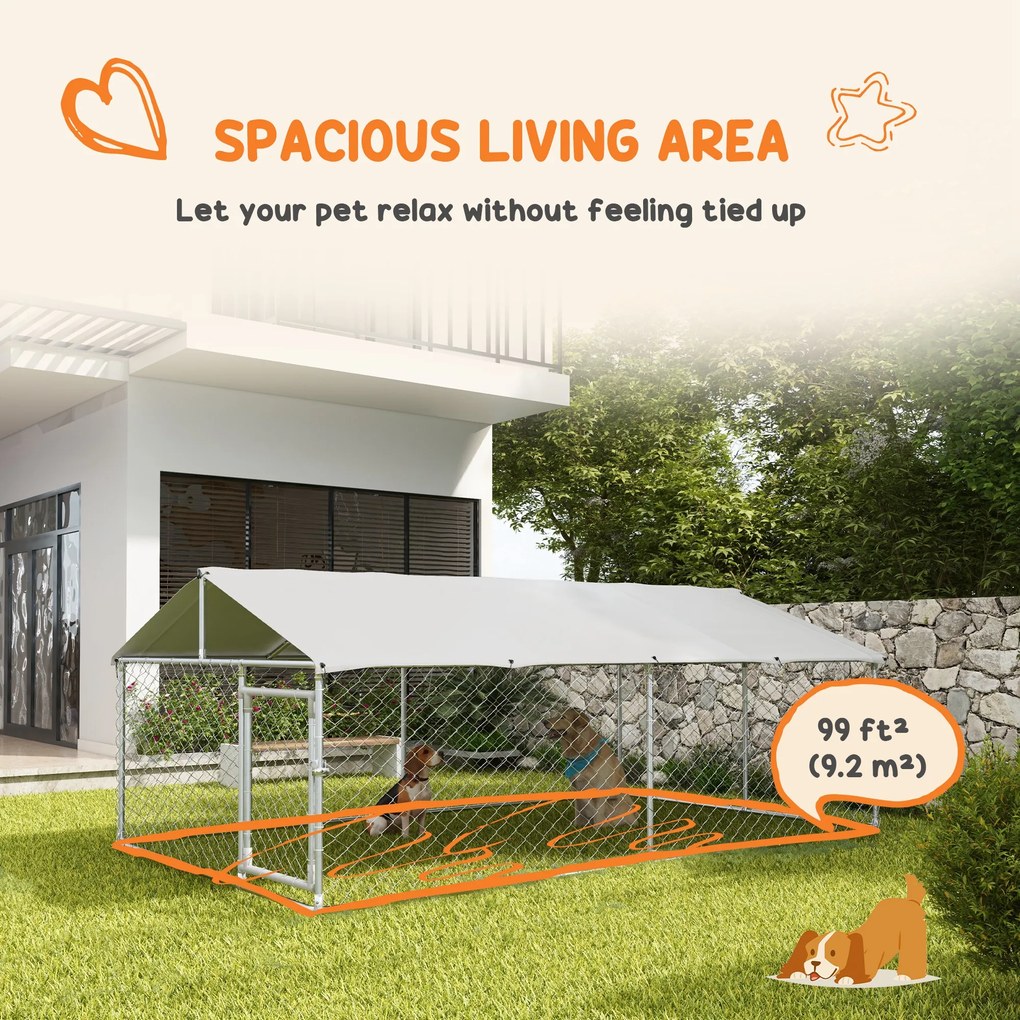 PawHut Cusca Caini Exterior, Spațiu Generos 4x2,3x1,5m, Ideal pentru Siguranța Animalelor | Aosom Romania