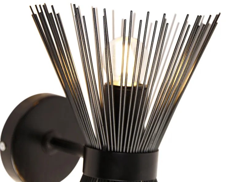 Aplică de perete Art Deco neagră cu 2 lumini - Broom