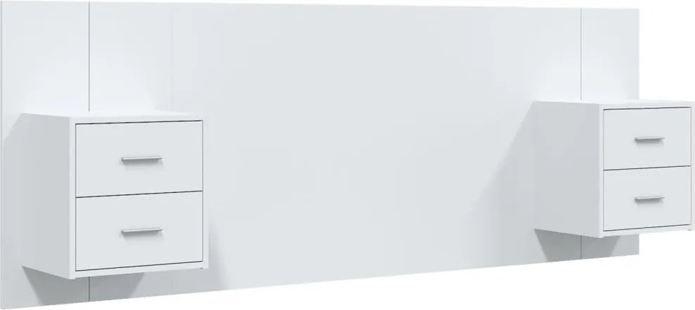 vidaXL Tăblie de pat cu dulapuri, alb , lemn prelucrat