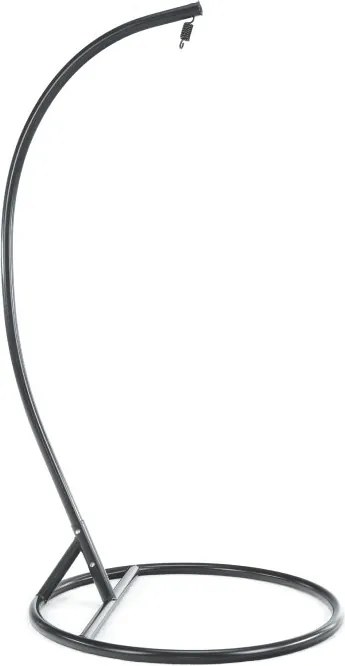 Scaun suspendat negru KOKON cu suport, perna alb-gri