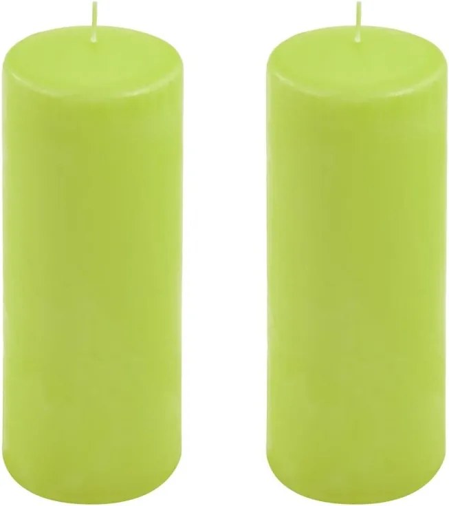 Set de lumânări pilon, 20 cm, Ø 7,5 cm, verde deschis, 2 buc