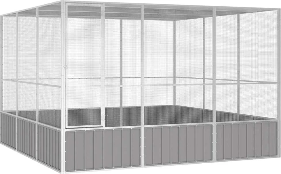 vidaXL Colivie pentru păsări gri 302,5x324,5x211,5 cm oțel galvanizat