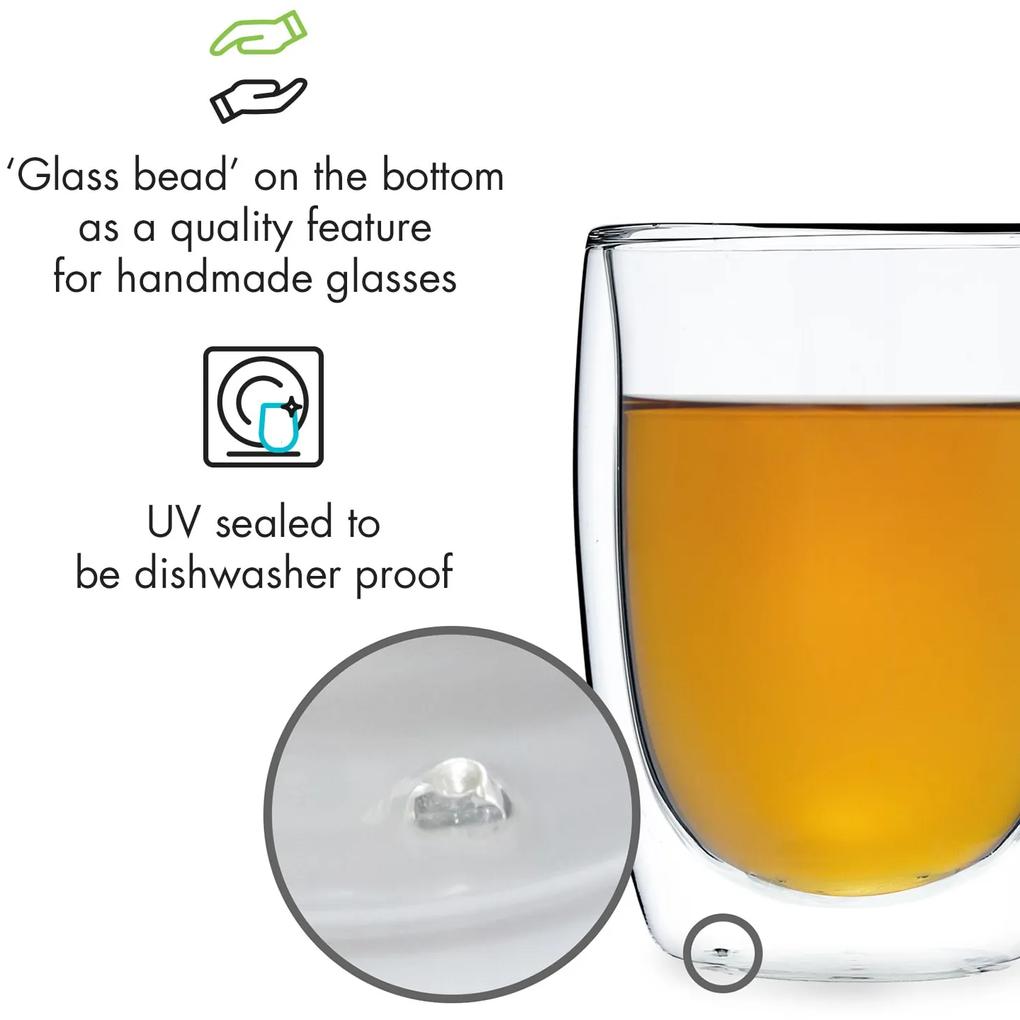Glaswerk Jesolo, pahare termice cu sticlă dublă, 350 ml, realizate manual, sticlă borosilicată