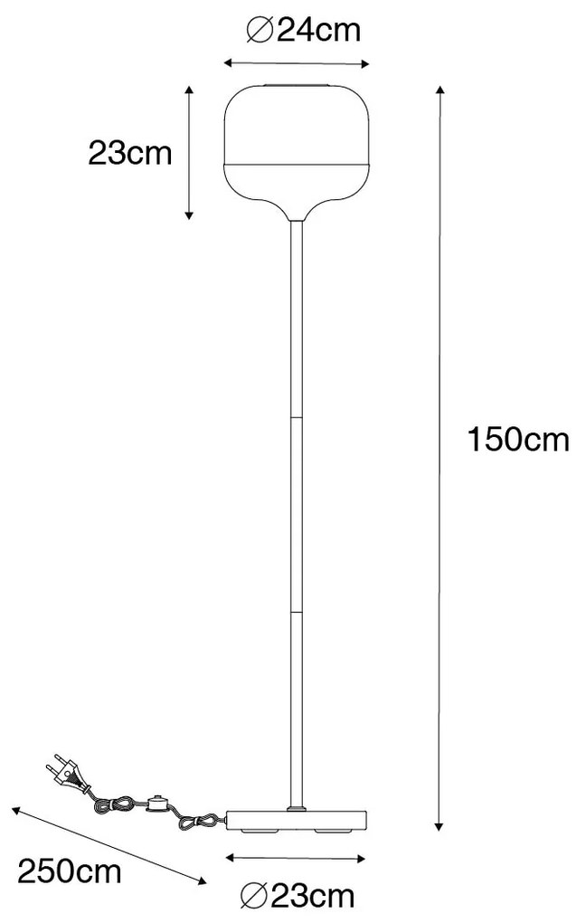 Lampa de podea de design neagră cu auriu și sticlă fumurie - Kyan